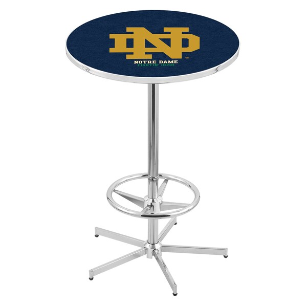42" Chrome Notre Dame (ND) Pub Table, 36" dia. Top